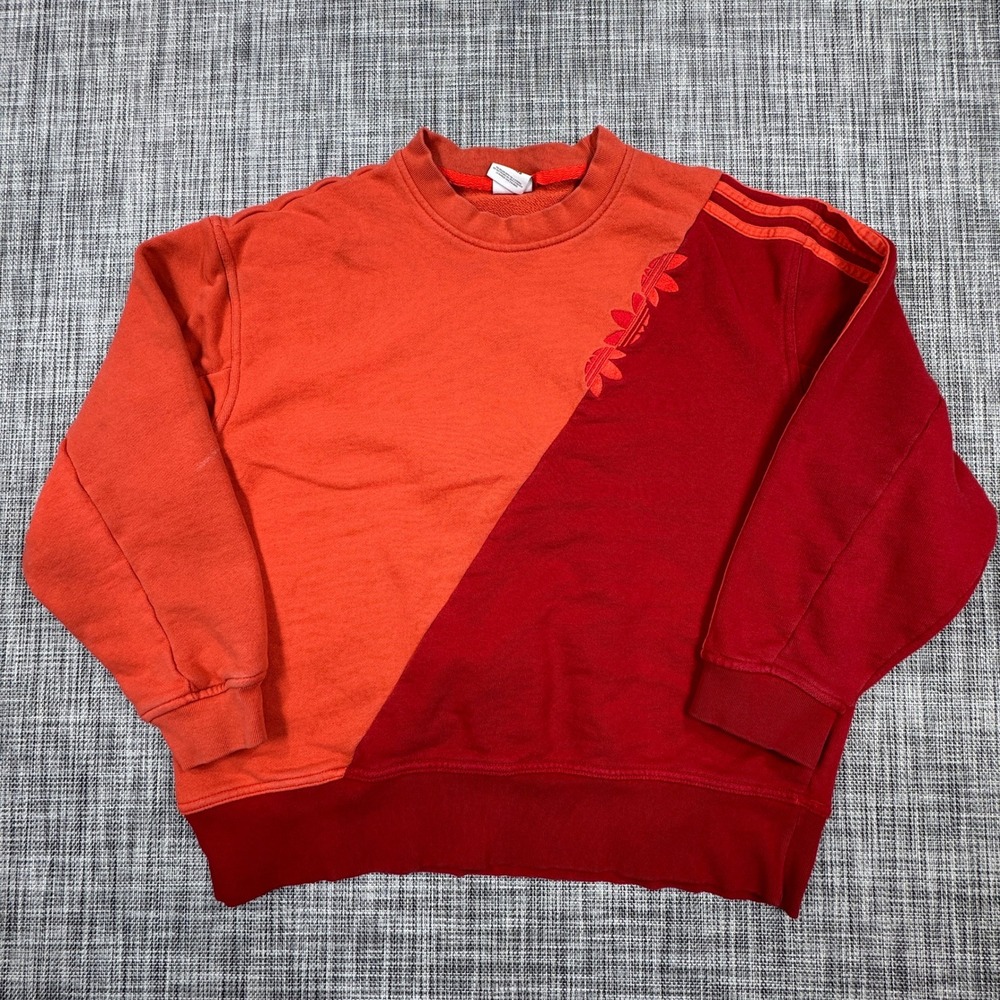 Adidas Womens Approx Medium Adicolor Sliced Trefoil Sweatshirt Red Cotton GN2834